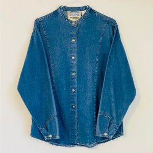Vintage Wrangler 90’s Denim Western Shirt‎ Blue Medium Women’s